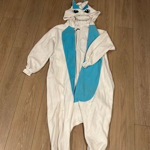 Women's White and Blue Unicorn Onesie